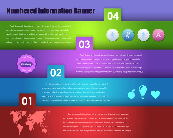 Nummerierte Information Banner Vektor Design — Stockvektor