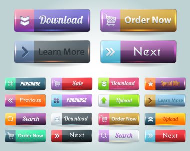 Web öğeleri parlak vektör düğme kümesi