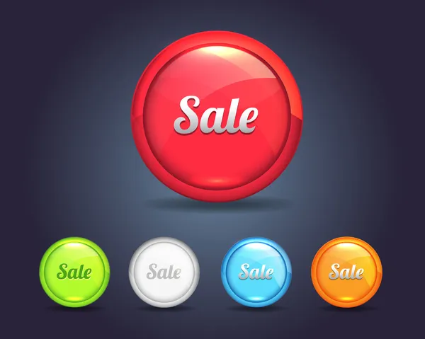 Vector Glossy Sphere Shopping sale icon and multicolored — Stock Vector