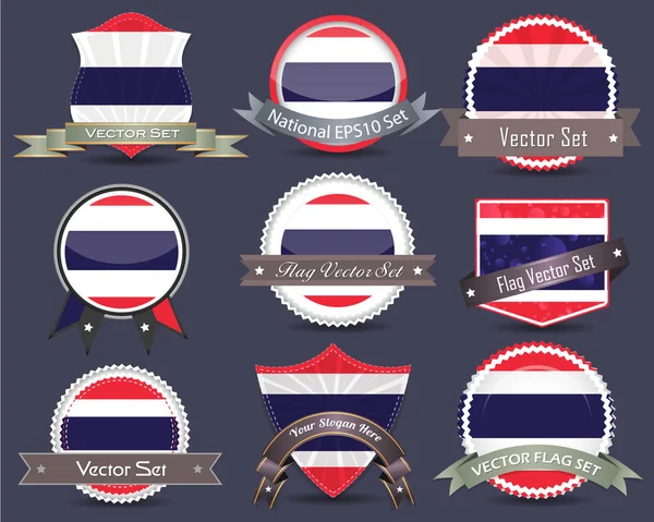 Insignes du drapeau national mis Thaïlande — Image vectorielle