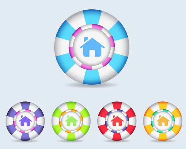 Vector Esfera Inicio Icono Botón y multicolor — Vector de stock