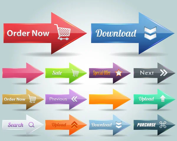 Juego de botones de vectores de botón de flecha grande — Archivo Imágenes Vectoriales