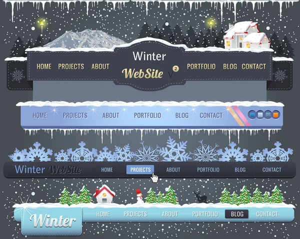 Web öğeleri vektör üstbilgi & gezinti şablonları kümesi