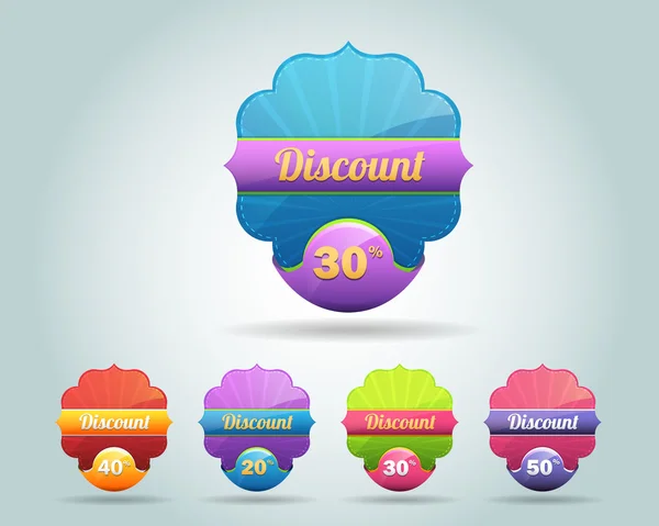 Set of colorful vector Icon Discount Concept — Stock Vector