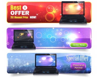 Web pankartı yatay vektör kümesi