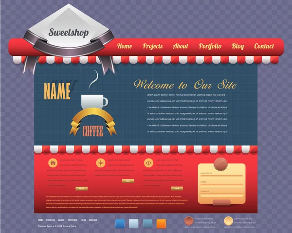甘いショップスタイルのウェブサイトのデザインベクトル要素 — ストックベクタ