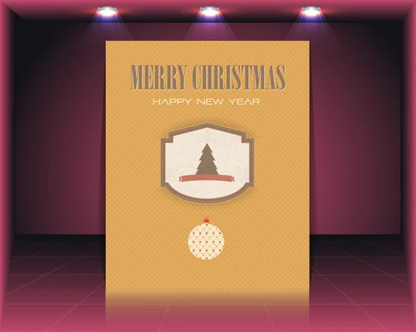 Vintage Style Cover Merry Christmas Vector Template — Stock Vector