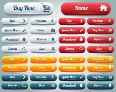 Web öğeleri parlak vektör düğme kümesi