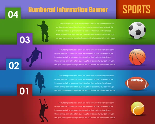 Genummerde informatie sport spandoekontwerp vector — Stockvector