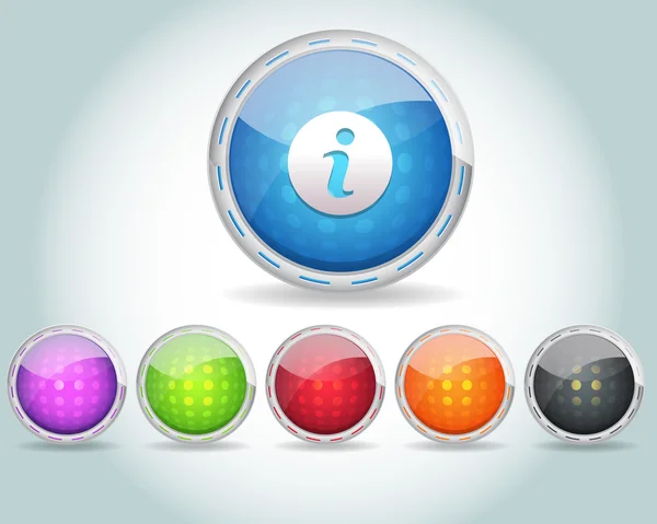 Vetor brilhante Esfera Info Ícone Botão e multicolorido — Vetor de Stock