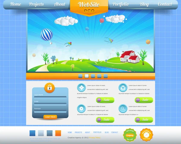 エコ ウェブサイト デザイン ベクトル要素 — ストックベクタ