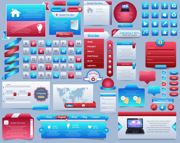 Conjunto de diseño de vectores de elementos web — Vector de stock