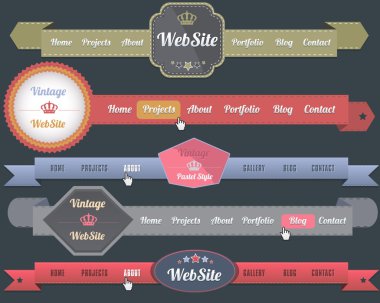 Web öğeleri üst gezinti şablonları kümesi vektör