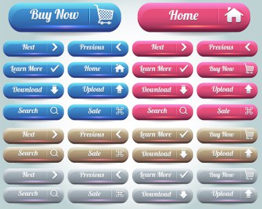 Web öğeleri parlak vektör düğme kümesi