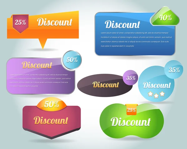 Set of colorful Discount vector Icon Banner — Stock Vector