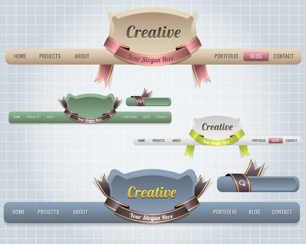 Web Elements Conjunto de modelos de navegação de cabeçalho vetorial — Vetor de Stock