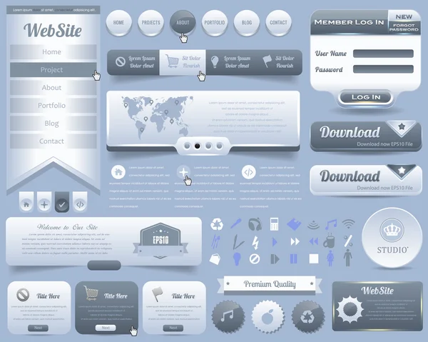 Set di progettazione vettoriale degli elementi web — Vettoriale Stock