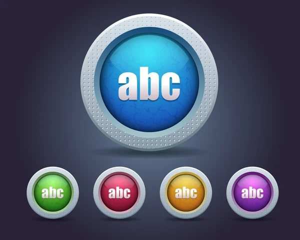 Векторный глянцевый металлический стиль иконки ABC и разноцветный — стоковый вектор
