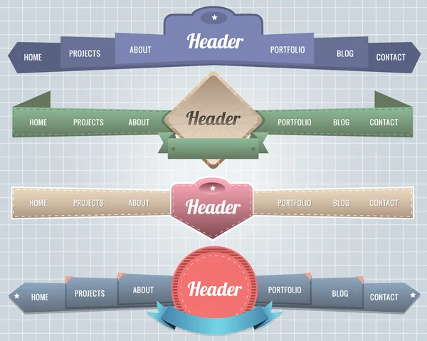 Web elementos vetoriais cabeçalho & navegação modelos conjunto — Vetor de Stock