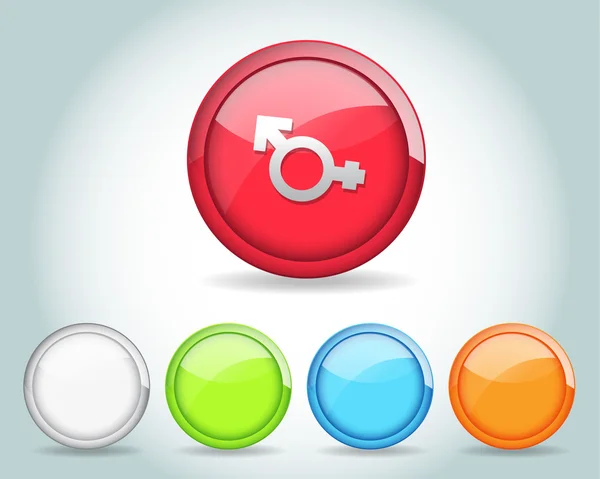 Vector Glossy Round Sexuality Icon Button and multicolored — Stock Vector