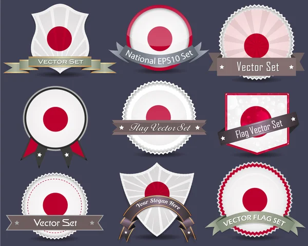 Conjunto de insignias de bandera nacional Japón — Vector de stock