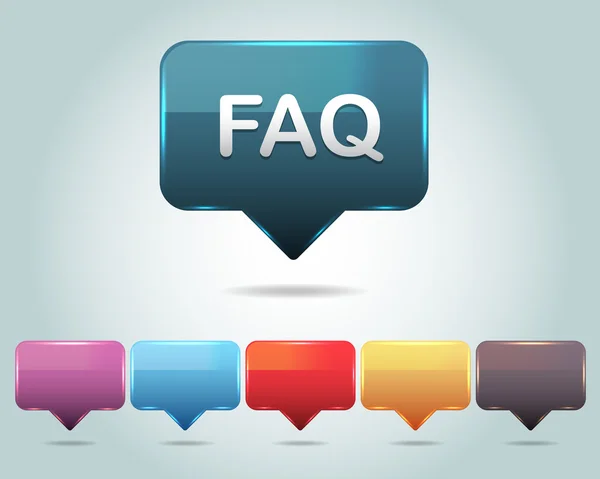 Vector Glossy FAQ Icon Button and multicolored — Stock Vector