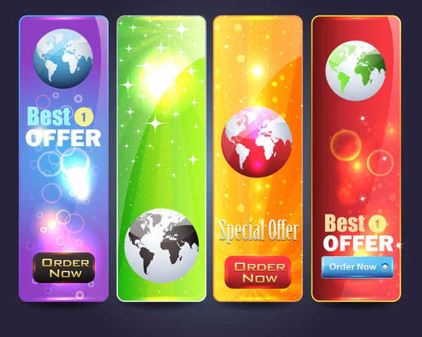 Conjunto de banners Web e Vector Earth —  Vetores de Stock