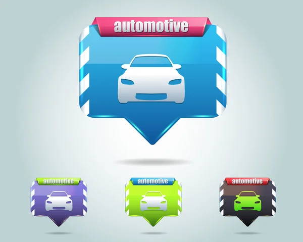 Afgetopte auto pictogram knop vector ontwerp veelkleurige — Stockvector