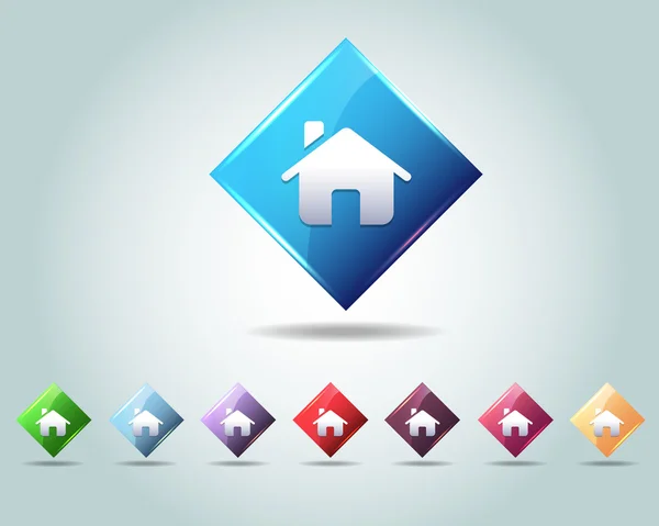 Vector icono de la casa brillante y multicolor — Vector de stock