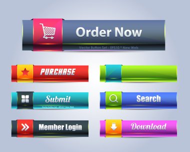 Web öğeleri parlak vektör düğme kümesi