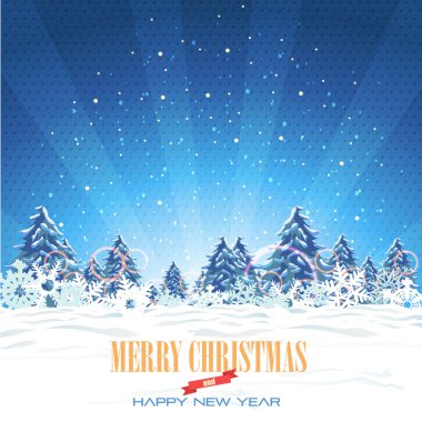 Merry christmas Köyü manzara vektör tasarımı