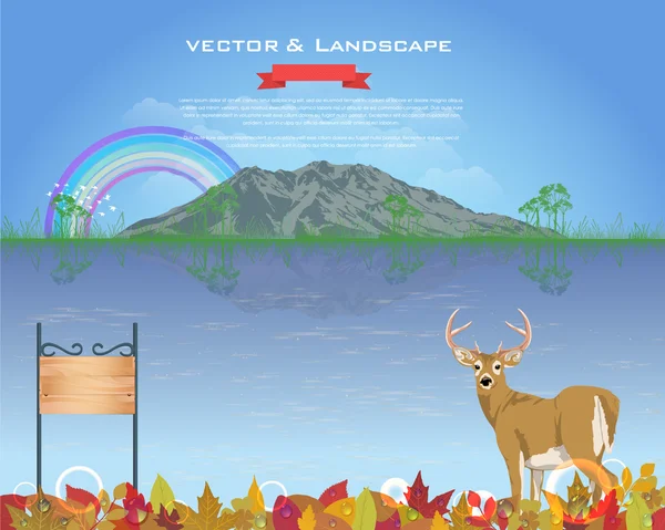 Autumn Season Design Vector Landscape — Stock Vector