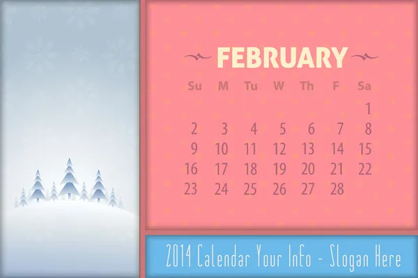 Calendar Template 2014 February — Stock Photo, Image