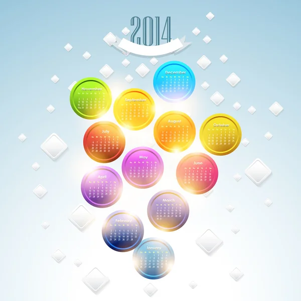 Calendario Año 2014 Plantilla vectorial —  Fotos de Stock
