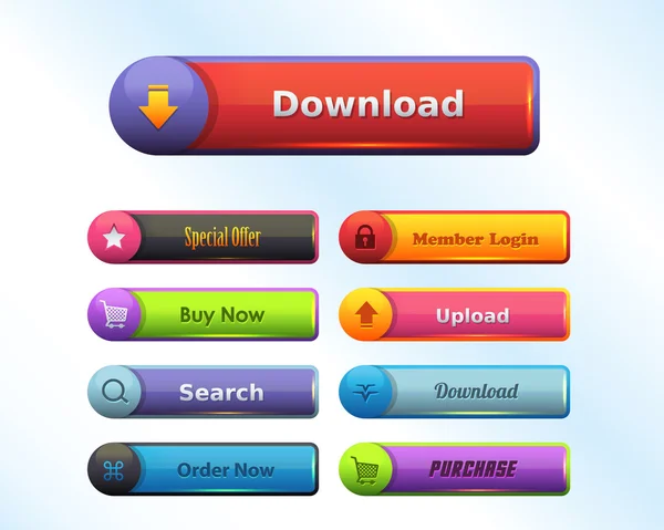 Web 要素多色の光沢のあるベクトル ボタン セット — ストックベクタ