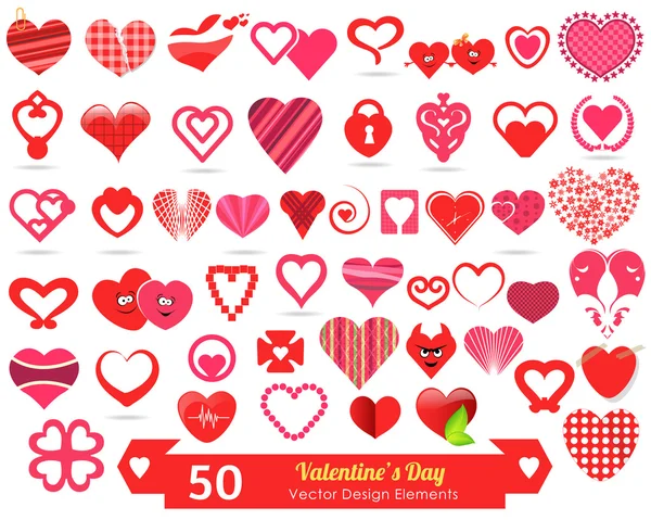 50 Elementos de diseño vectorial del día de San Valentín — Vector de stock