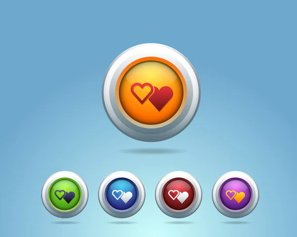 Vector brillante corazón de amor icono — Vector de stock