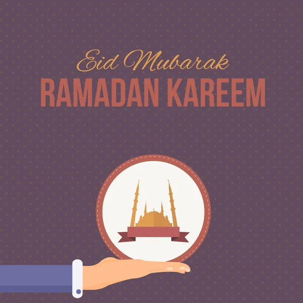 Ramadan kareem - islamitische heilige nachten thema vector ontwerp - Arabisch "eid mubarak" en "allah", "gezegend" en het "god" in Engels — Stockvector