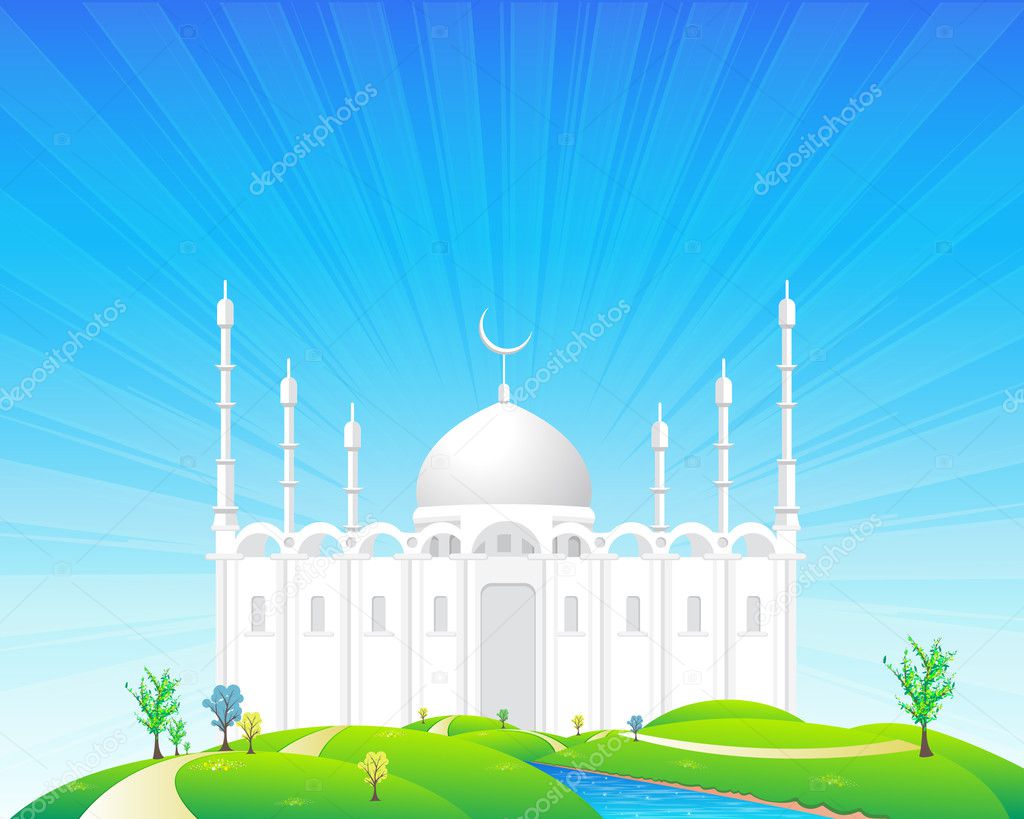 Ramadan Kareem Vector Design - Detailed drawings of the mosque - Islamic Holy Nights Theme