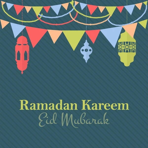 Ramadan kareem - islamitische heilige nachten thema vector ontwerp - Arabisch "eid mubarak", "worden gezegend" op Engels — Stockvector