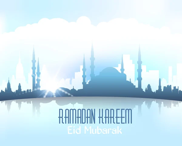 Ramadã Kareem - Islâmica Noites Sagradas Theme Vector Design - Árabe "Eid Mubarak" "ser abençoado" em Inglês —  Vetores de Stock