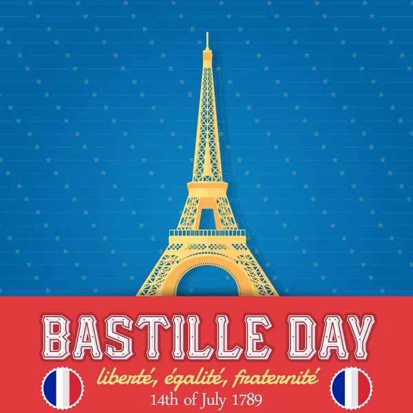 프랑스 의 7 월 14 일 Bastille Day of France Announcement Celebration Poster, Flyer, Card, Background Vector Design — 스톡 벡터