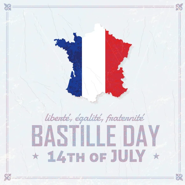 14 juli Bastille Dag van Frankrijk Aankondiging Celebration Message Poster, Flyer, Card, Achtergrond Vector Ontwerp — Stockvector