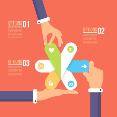 düz infographics şablonu ve web elemanları - iş, pazarlama dokun ve kavram vektör tasarımı seçin