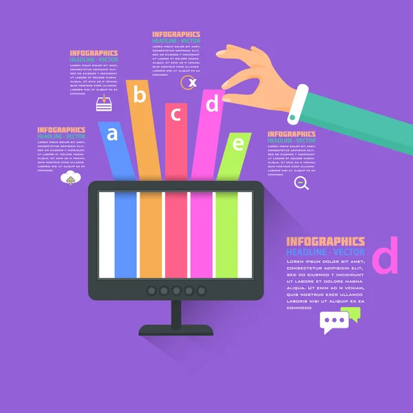 Plantilla de Infografías Planas y Elementos Web - Diseño de Vectores de Negocios, Marketing Touch y Elegir Concepto — Archivo Imágenes Vectoriales