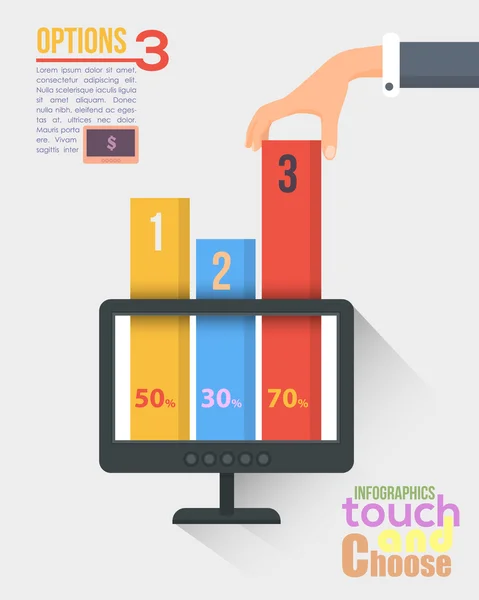 Flat Infographics Template and Web Elements - Business, Marketing Touch and Choose Concept Vector Design — Stock Vector