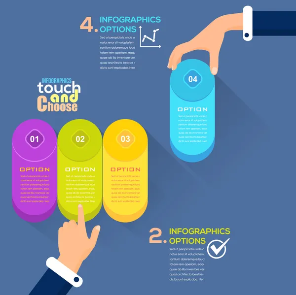 Vlakke infographics elementen van de sjabloon en web - business, marketing touch en kies vector conceptontwerp — Stockvector