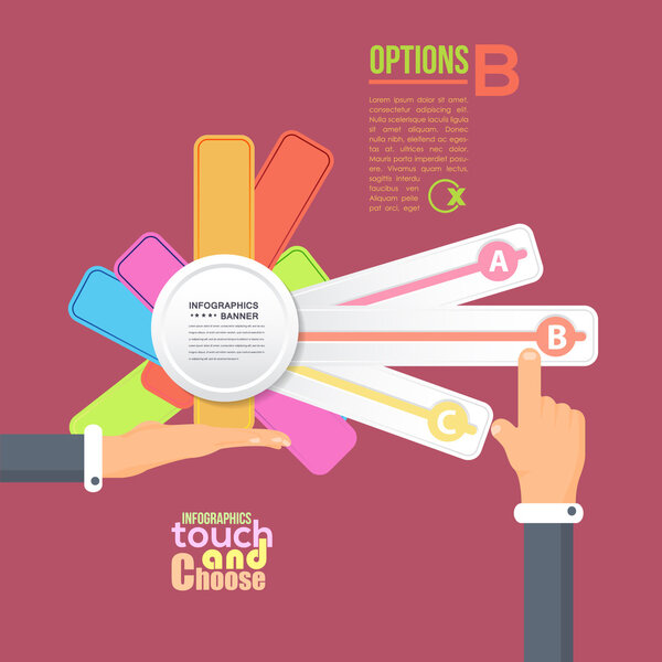 Flat Infographics Template and Web Elements - Business, Marketing Touch and Choose Concept Vector Design