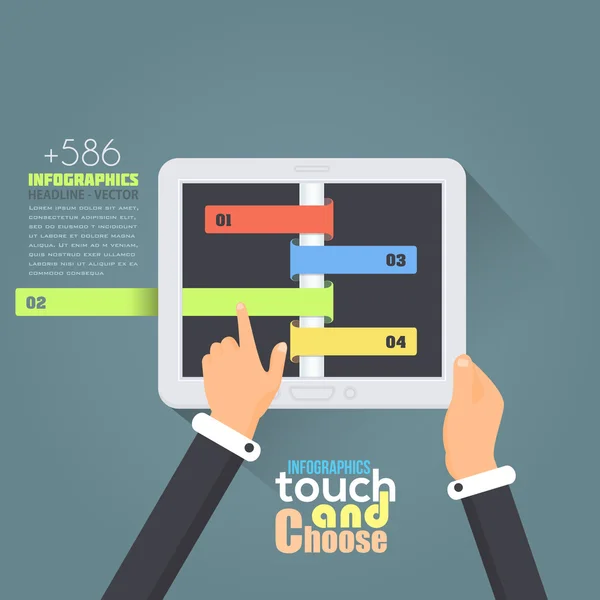 Plantilla de Infografías Planas y Elementos Web - Diseño de Vectores de Negocios, Marketing Touch y Elegir Concepto — Vector de stock