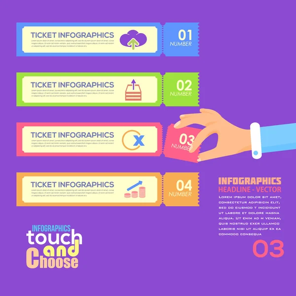 Modello di infografica piatta ed elementi Web - Business, Marketing Touch and Choose Concept Vector Design — Vettoriale Stock